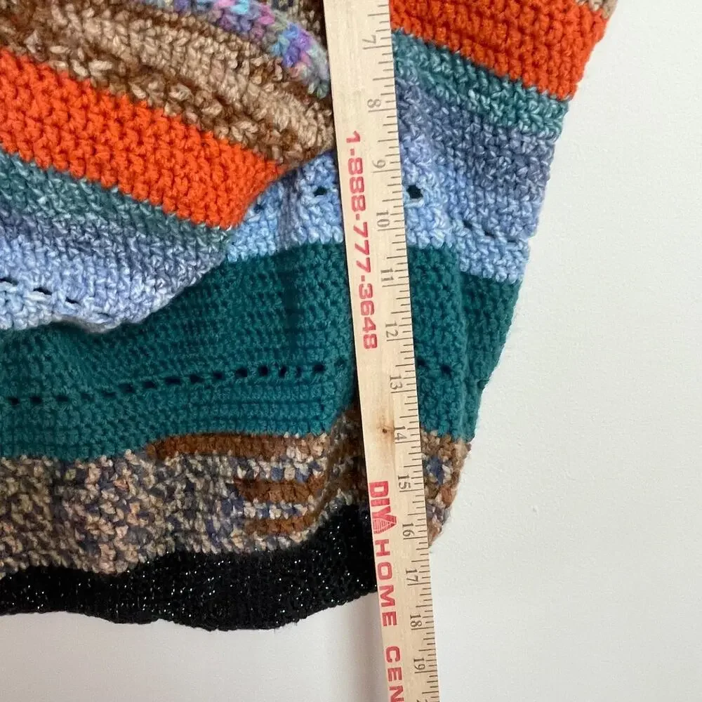 Handmade Crochet Knit‎ Stripe Patchwork Shoulder Bag Boho Cottage Fairy Y2K